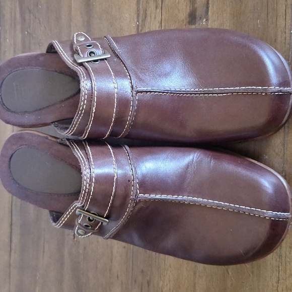 Vintage Nickels Brown Leather Clogs Mules Comfort Shoes Size 8.5 - Picture 3 of 9